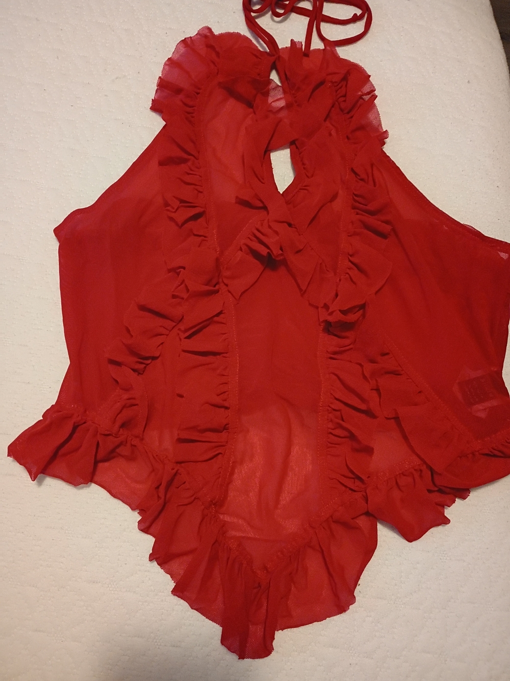 Red Ruffle Halter Top